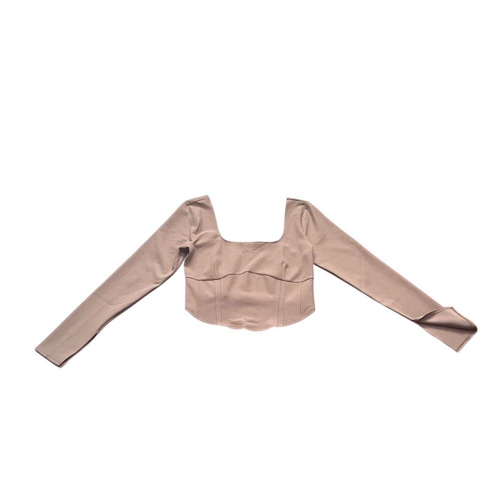 NWT Abercrombie & Fitch Cropped Top SZ L Taupe Whimsygoth Corset Bustier Party - Picture 6 of 12